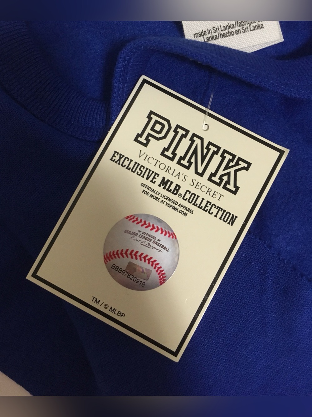 🆕VICTORIA’S SECRET PINK - S - NWT - TORONTO BLUE JAYS BASEBALL MLB VARSITY TOP - Picture 9 of 15